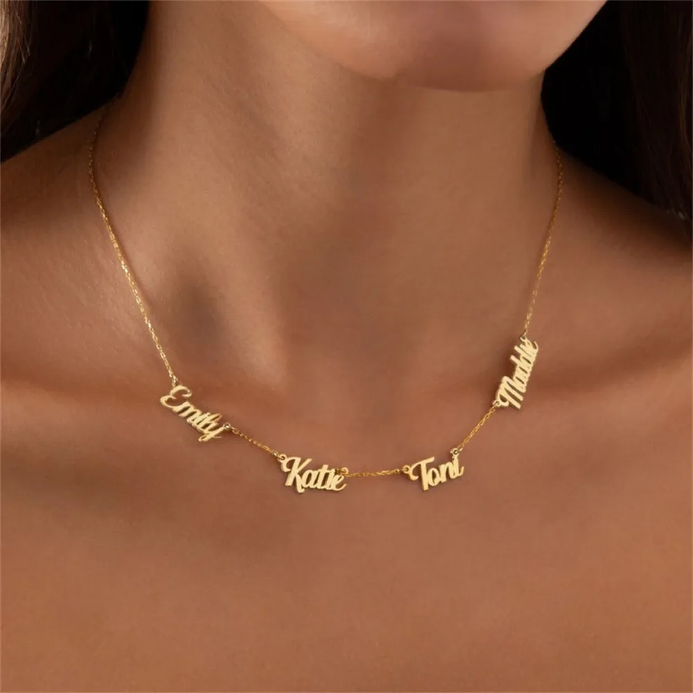 Women Stainless Steel Personalized Family/Sibling/Friendship Jewelry Custom Best Friend Name Pendant Neelaces Summer Beach Gift |