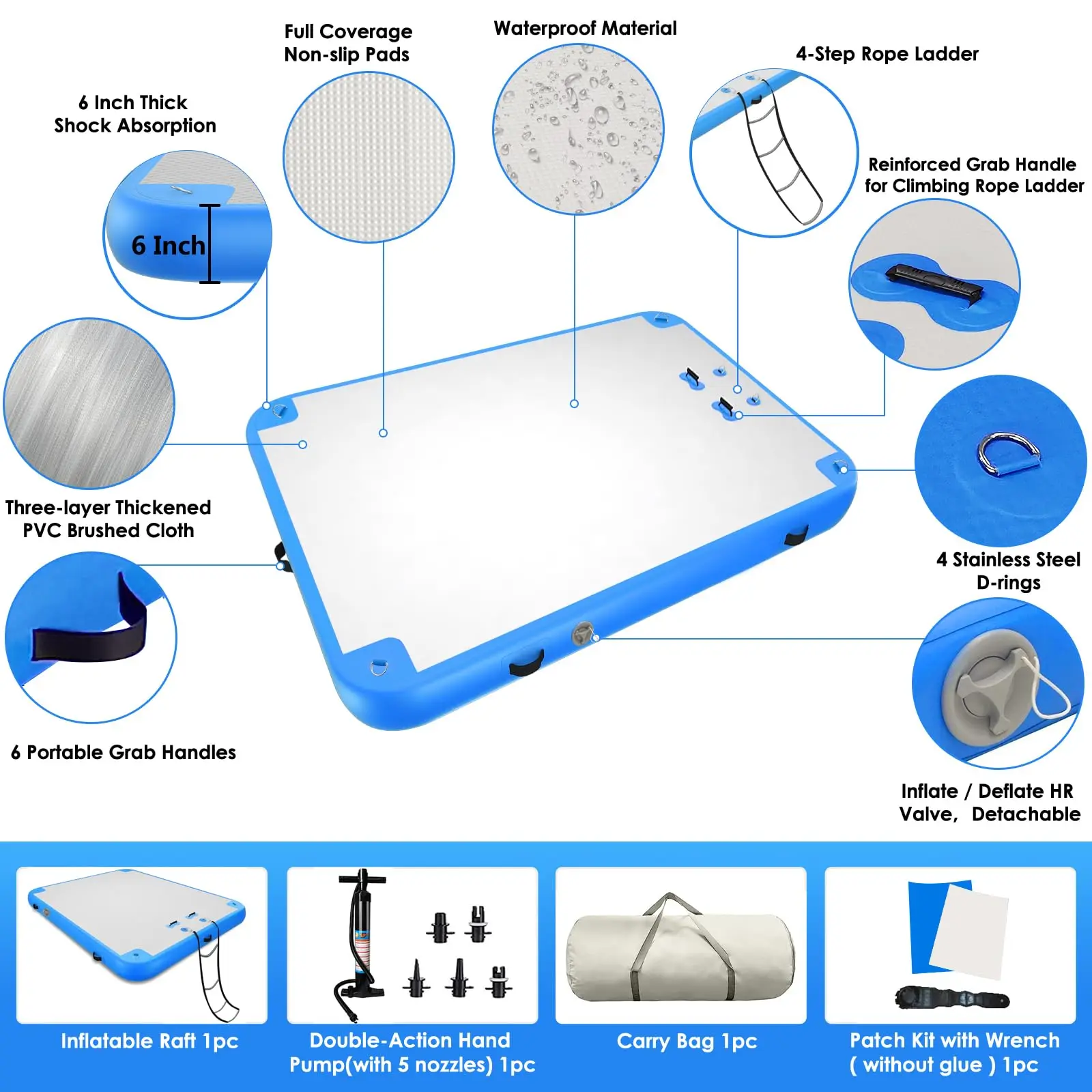 Плавающая водяная платформа 6 футов/8 футов/10 футов многофункциональный надувной