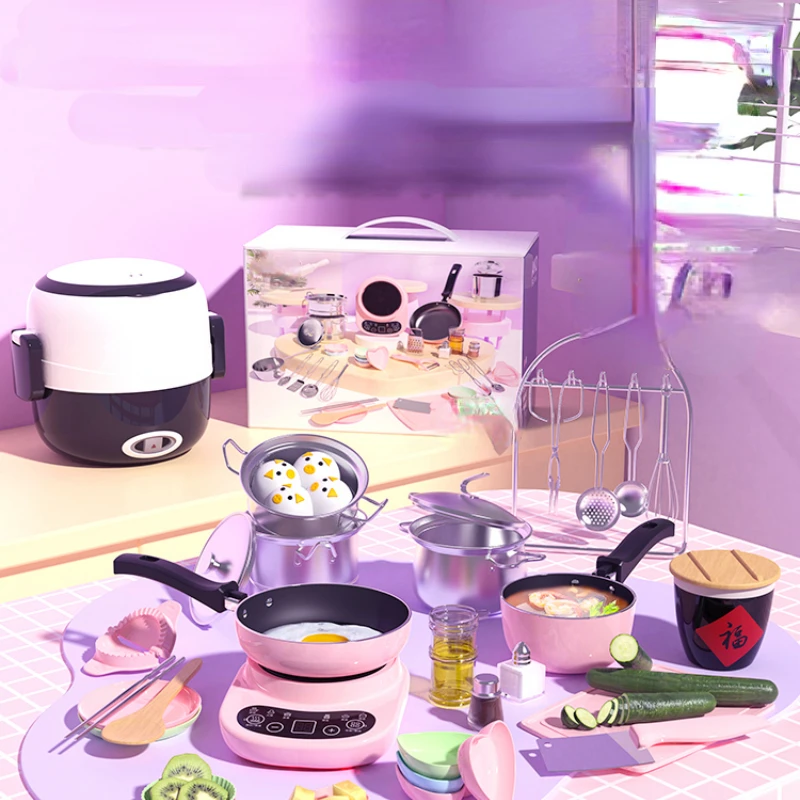 

Mini Kitchen Real Cooking Full Set of Real Cooking Food for Children and Girls Toy Coyer Real Version Toys