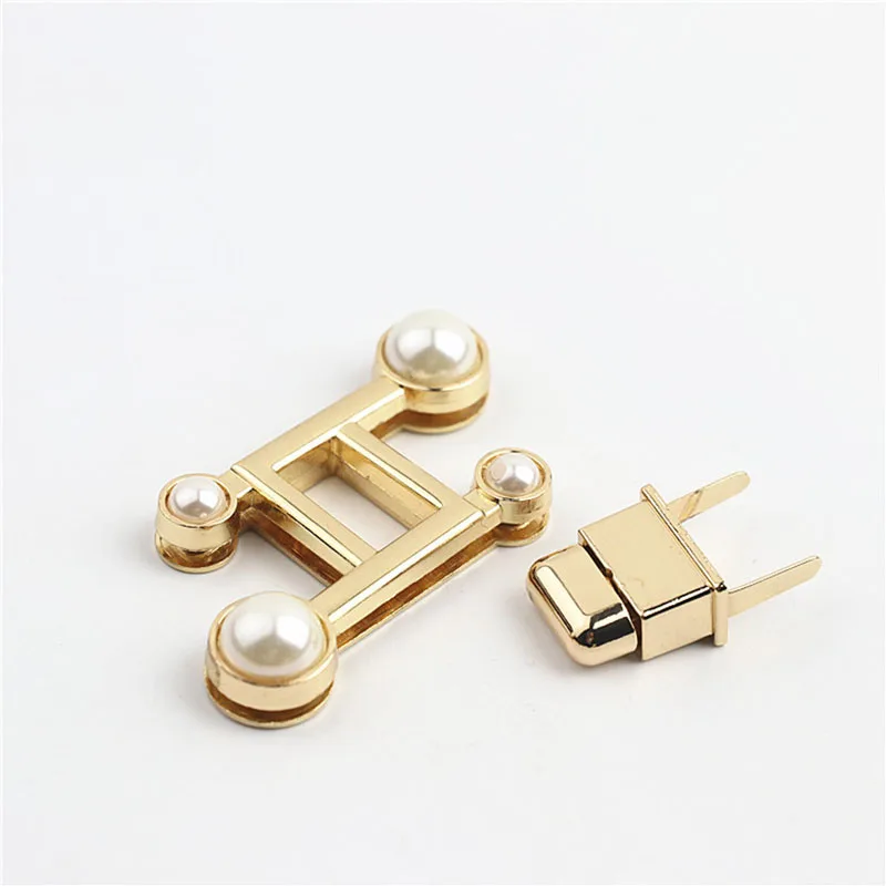 10Pcs Metal Clasp Pearl Turn Twist Lock Spring Buckle for DIY Handbag Bag Purse Hardware Closure Bags Parts Leather Accessories