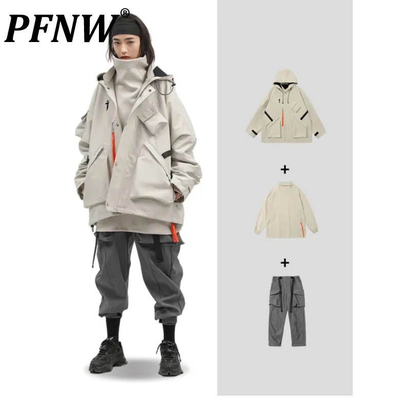 

PFNW Jiye Heavy Industry Tide 2023 Autumn And Winter Workwear Suit Safari Style Coat Sweater Pants Three Piece Set 12A4249