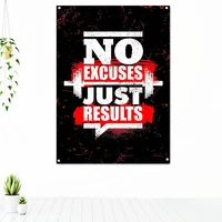 no excuses just results workout motivational poster tapestry wall art fitness exercise banner flag wall stickers gym decoration