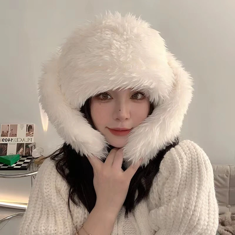 

Winter Cute Long Eared Rabbit Fluffy Costume Beanie Hats for Women Candy Color Gift Hip-hop Warm Bomber Hats Sombreros De Mujer