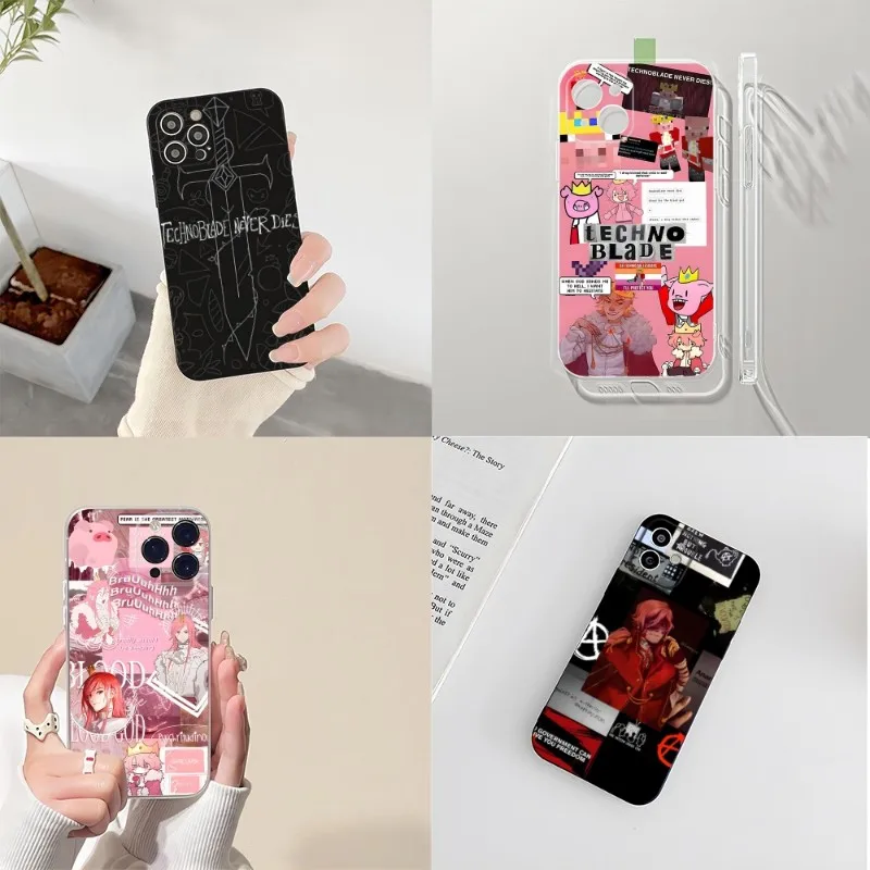 

Чехол Technoblade с изображением бога крови для IPhone 14 12 13 11 Pro Max Mini X XR XS Max 7 8 Plus, черный с прозрачным силиконовым чехлом