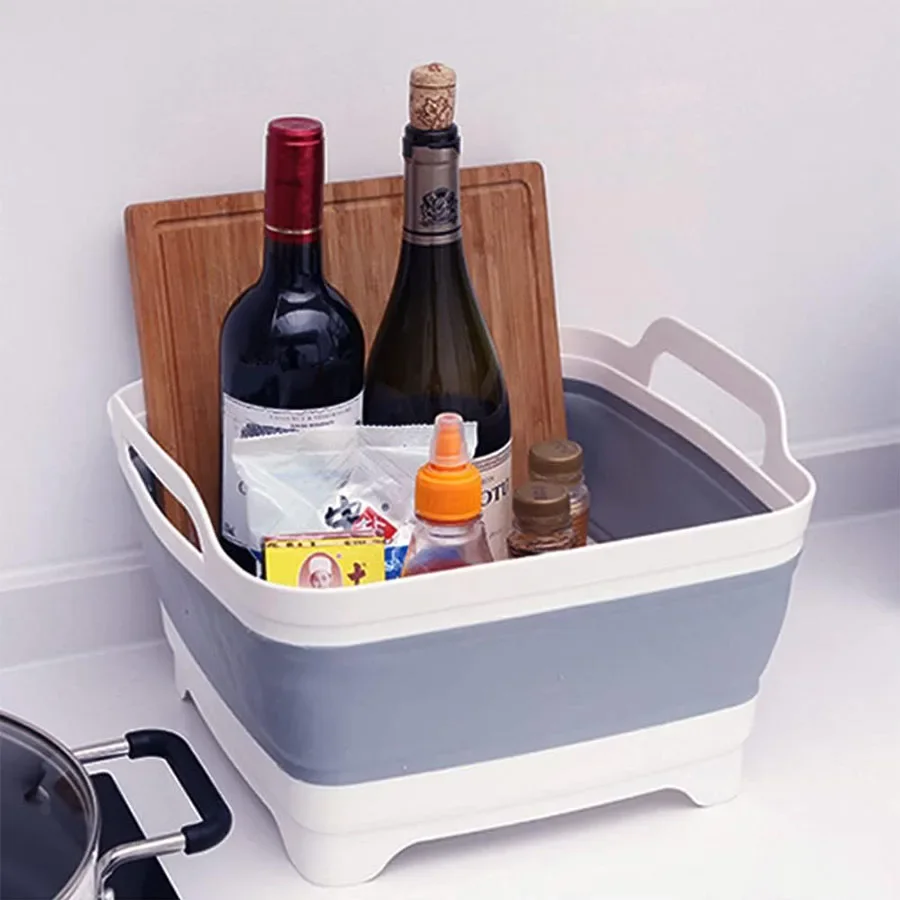 Складная пластиковая раковина для овощей с дренажной пробкой хранения посуды