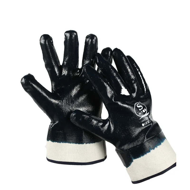 

Canvas Big Mouth Nitrile Oil-resistant Gloves Blue Wear-resistant Oil-proof Waterproof Full-hanging Glue Labor Insurance