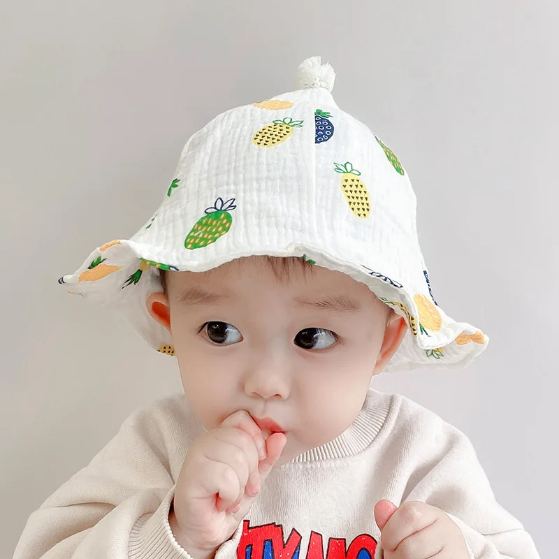 

Summer Sunshade Hat Girl Baby Cotton Pineapple Basin Hat Sun Hat Kids Fisherman Hat Boys Girls Baby Accessories 6Months-2Years