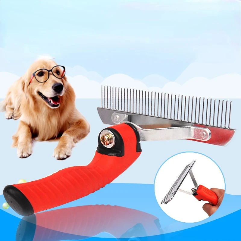 Pet Slicker Brush Cat Dog Grooming Undercoat Comb Grooming Raker for Short or Long Hair with Double Row of Stainless Steel Pins