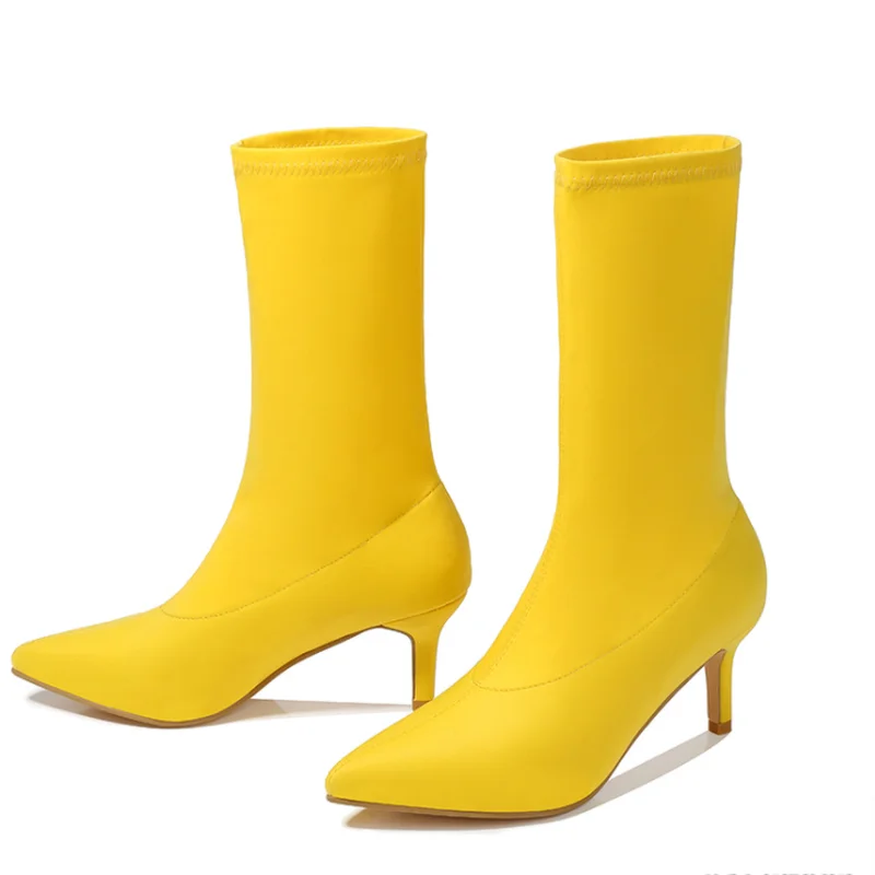 New Fashion Pointed Toe Suede Candy Color Foot Solid Color Boots Stiletto Multicolor Women's Boots Women Shoes Thigh High Boots