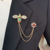 new arrival metal tassel brooch pins for women and men suit decoration rhinestone bee brooches cloth accessories