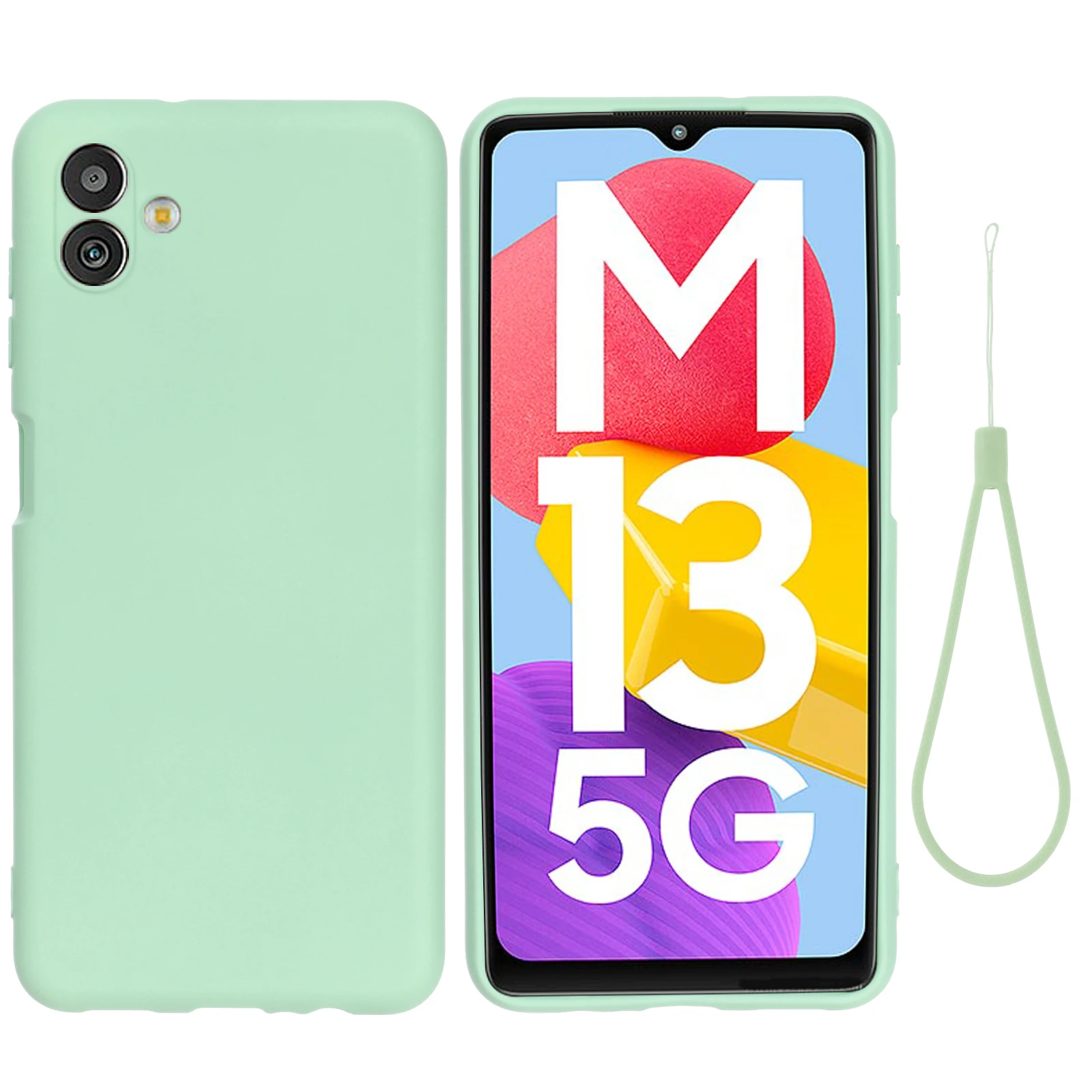 

For Samsung M13 5G Case Genuine Liquid Gel Silicone Lanyard Phone Case For Samsung A04 M53 M33 M23 A73 A53 A33 Shockproof Cover