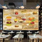 Пользовательская 3D Ручная роспись Деревянная Доска Быстрая Еда фотообои для украшения Западного ресторана