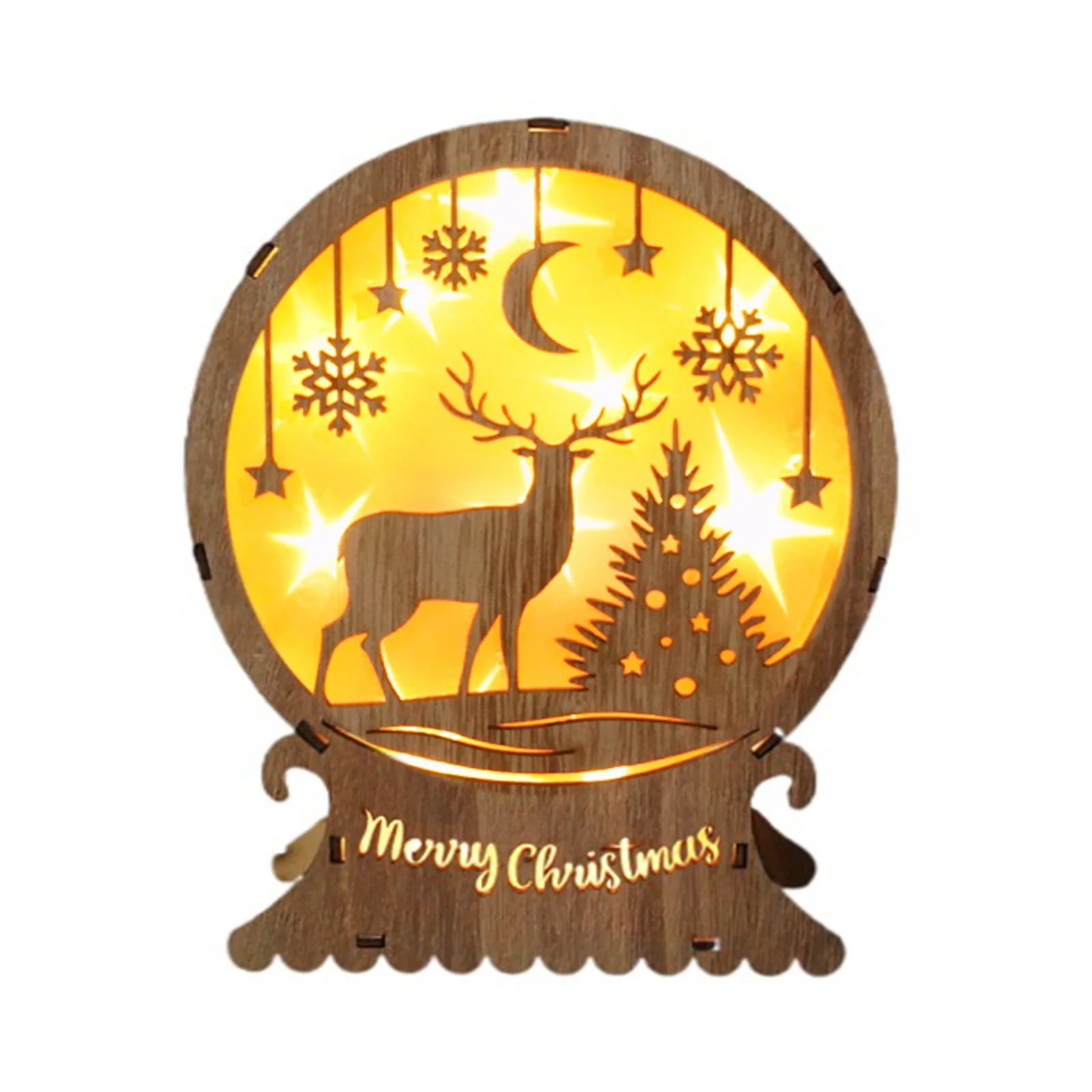 

Christmas LED Light Wooden DIY Craft Ornaments Birthday Gifts Holiday Lighting Decoration Party Home Bedroom Decor Night Lamp
