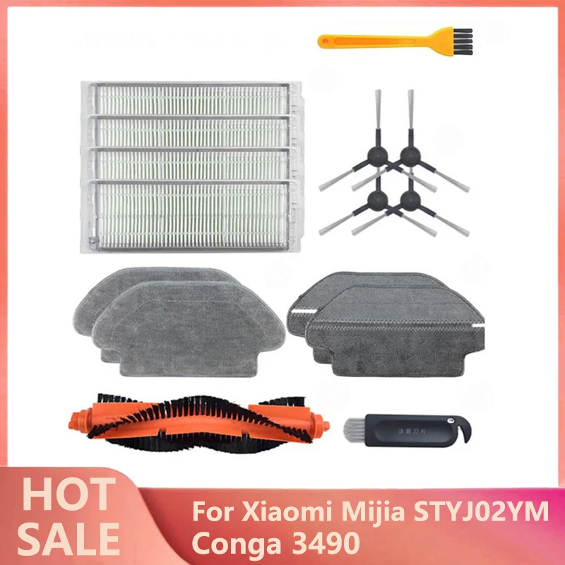 

Side Brush Hepa Filter Roll Brush Mop Pad Cloth for Xiaomi Mijia STYJ02YM for Conga 3490 Vacuum Cleaner Parts accessories