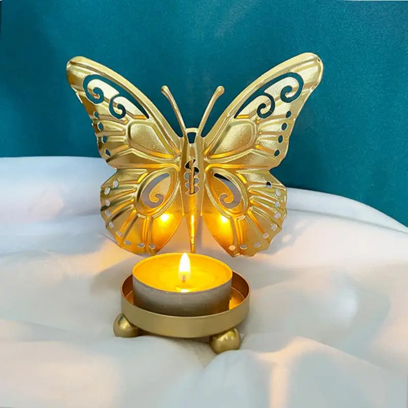 

Luxurious Portable Candlestick Wall Hanging Gold Electroplating Candlestick Decoration Light Luxury Iron Candlestick Romantic