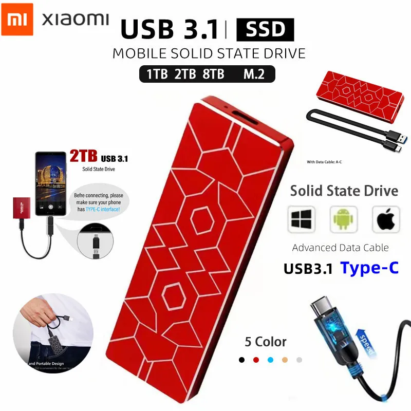 

Xiaomi Original TYPE-C 10TB Portable High Speed Hard Drive for Laptop Desktop USB3.1 Mobile Hard Drive 8TB SSD Solid State Drive