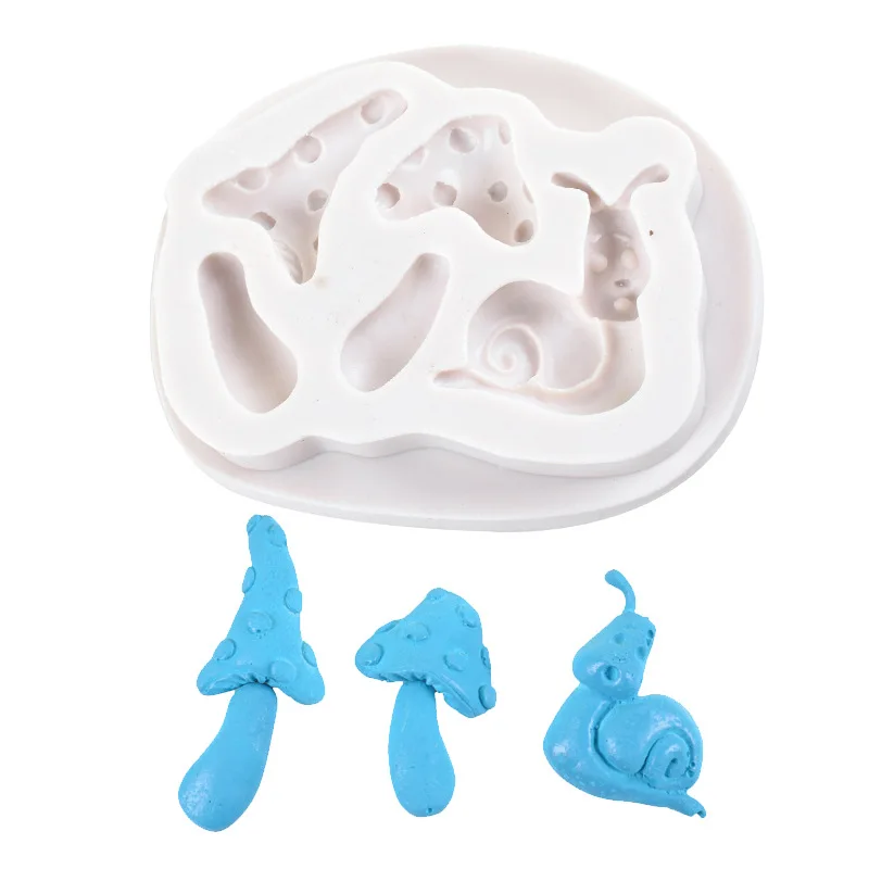 Cartoon Snail Mushrooms Moldes De Silicona Para Resina Epoxi Gypsum Polymer Clay Tools for Jewelry Keychain Charm UV Resin Mould