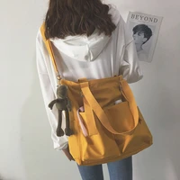 fashion harajuku canvas shopper bag korean womens college ulzzang bag black large capacity white diy shoulder bag