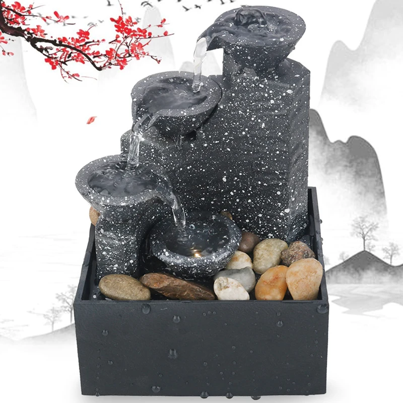 

Small fountain waterfall scene desktop feng shui indoor and outdoor portable fountain home living room decoration accessories