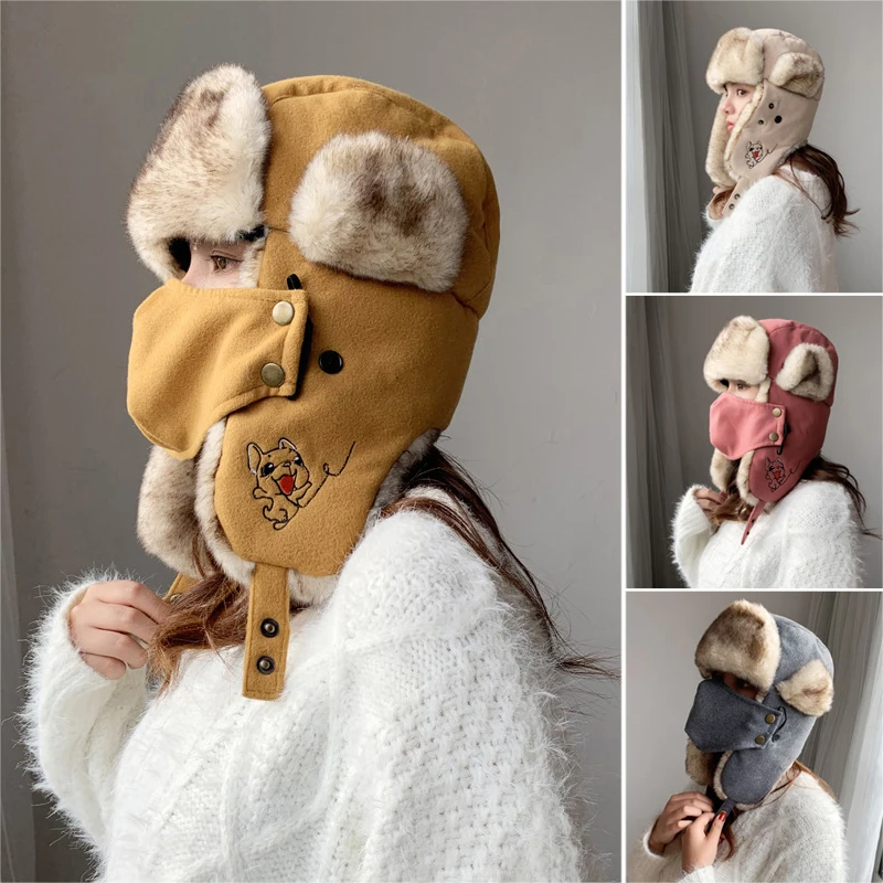 

Модные милые осенне-зимние шерстяные шапки мужские уличные шапки для верховой езды бархатные теплые вязаные шапки женские шапки с защитой ...