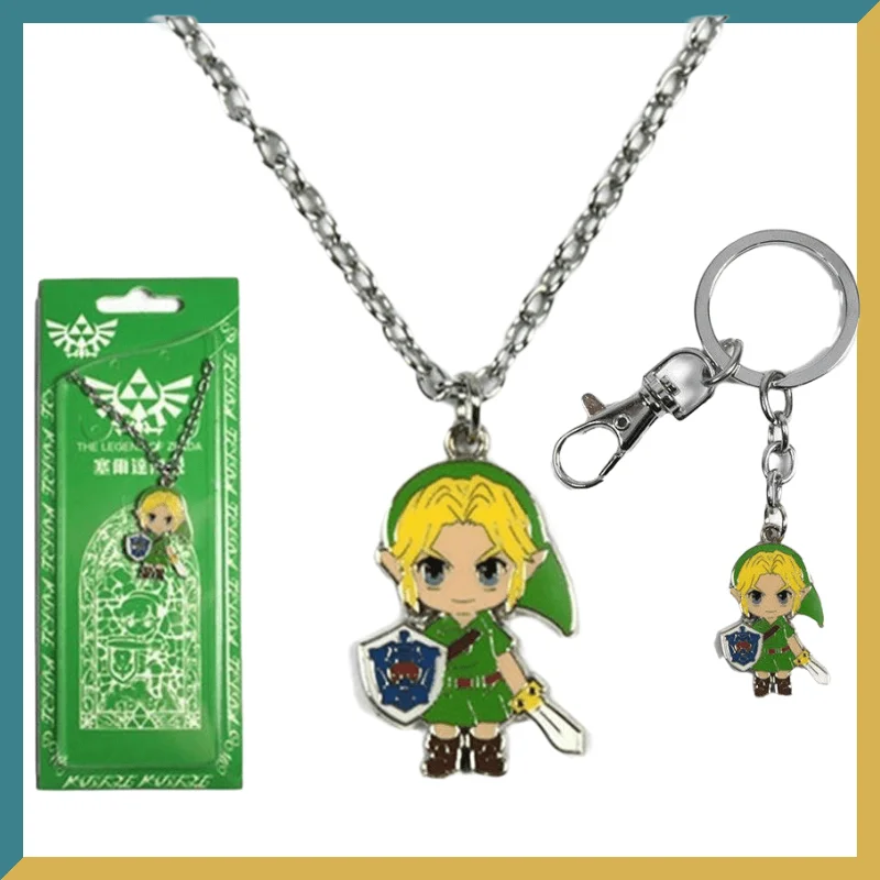 

NEW The Legend of Zelda Breath of The Wild Link Color Metal Necklace Keychain Game Peripheral Figure Ornament Collection Gift