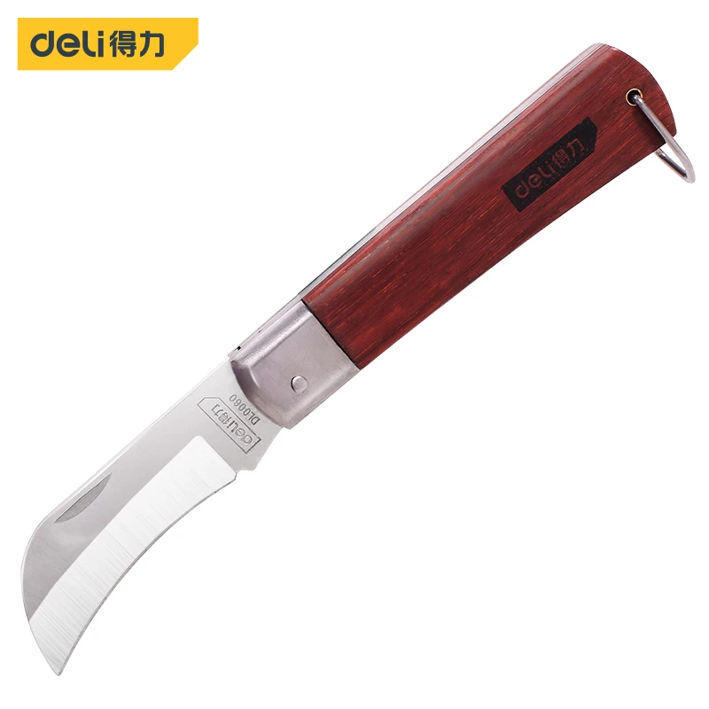 1 Pcs Electrician's Knife 3Cr13 Stainless Steel Cutter Head Wooden Handle Multifunction Electrician Portable Repair Hand Tool