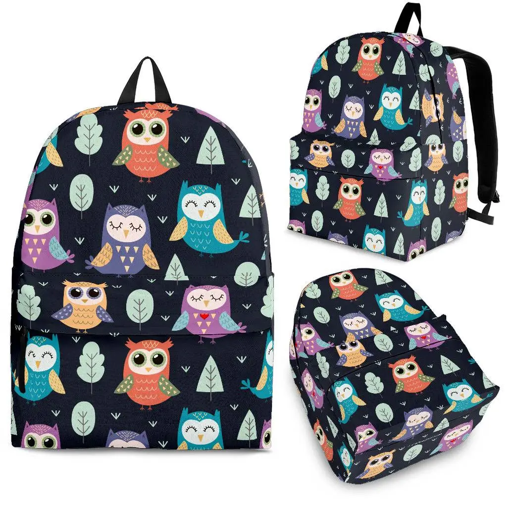 

YIKELUO Fashion Starry Sky/Galaxy Cartoon Owl Backpack College Teen Laptop Bag With Zip Animal Print Children's Gift School Bag