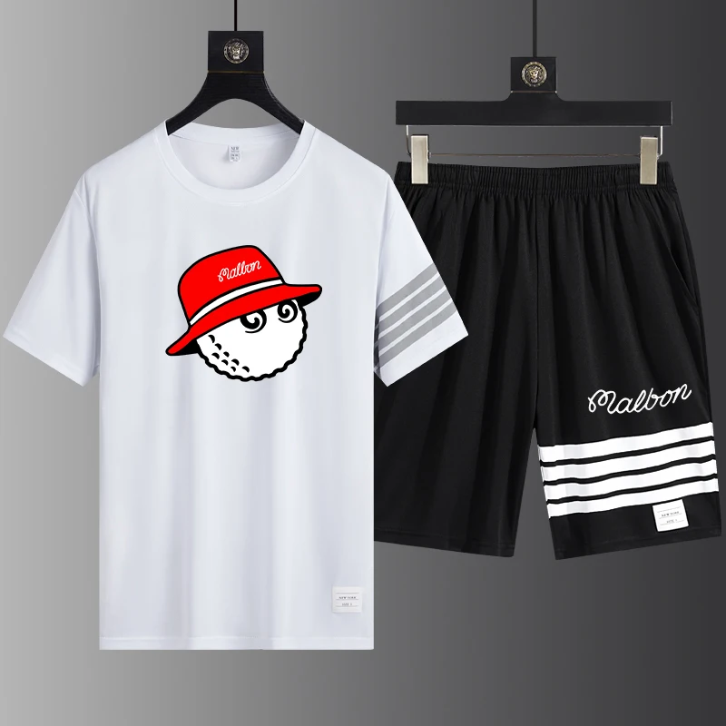 Golf sportswear set with four bars for men's 2022 summer new sports, fitness, running, leisure, quick drying short sleeves