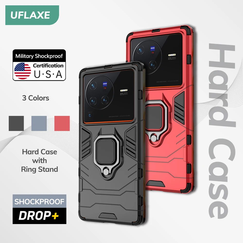 UFLAXE Original Shockproof Case for Vivo X80 / X80 Pro Back Cover Hard Casing with Ring Stand enlarge