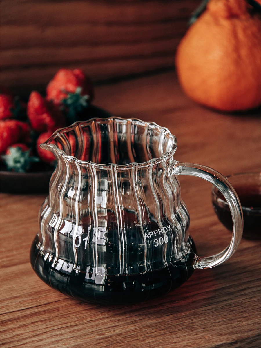 

Japanese Vertical Stripe Hand-Brewed Coffee Sharing Pot High Borosilicate Transparent Glass Hand-brewed Coffee Pot Cloud Pot Cof