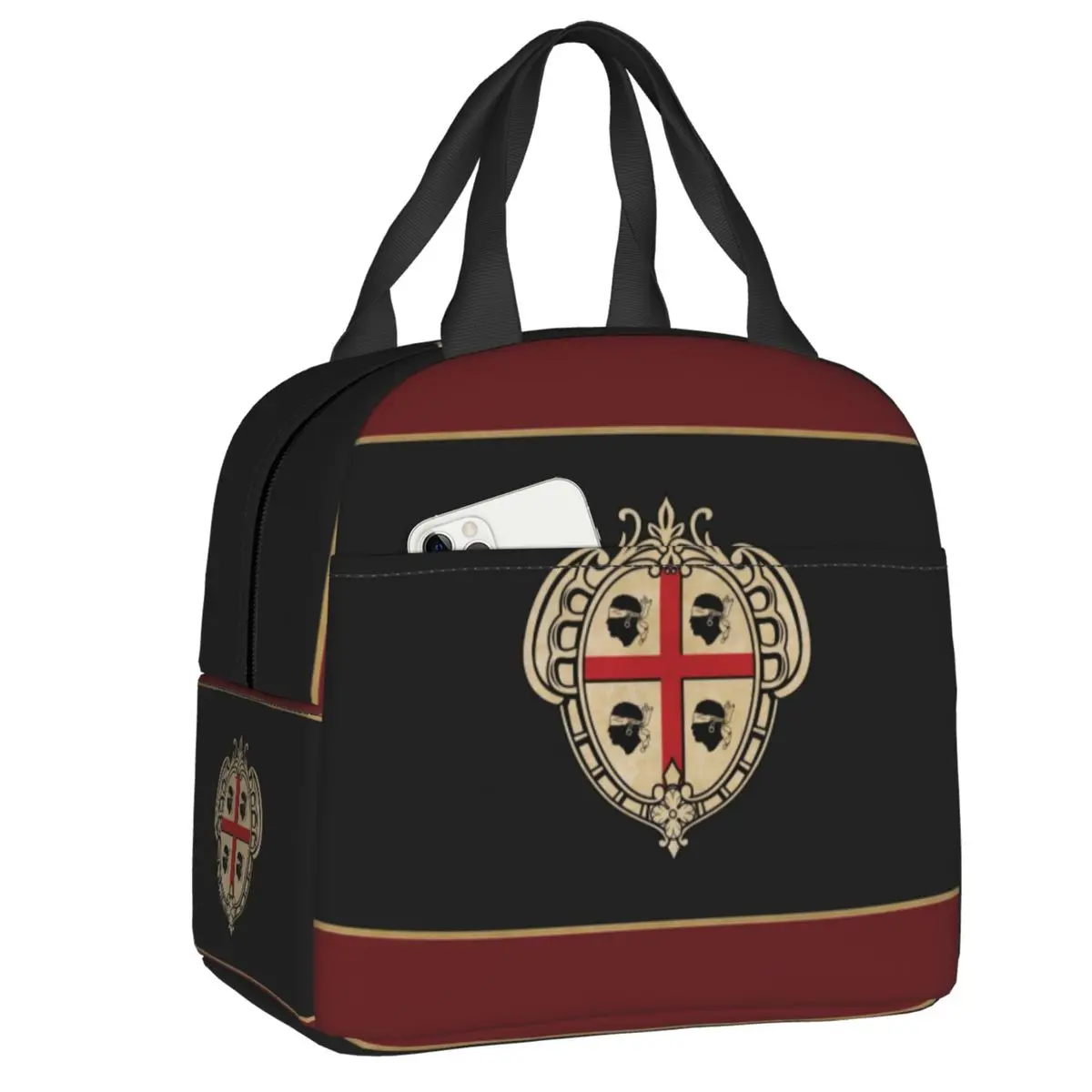 

Sardinia Coat Of Arms Lunch Bag Women Italy Sardegna Flag Resuable Thermal Insulated Lunch Container for School Picnic Food Bags