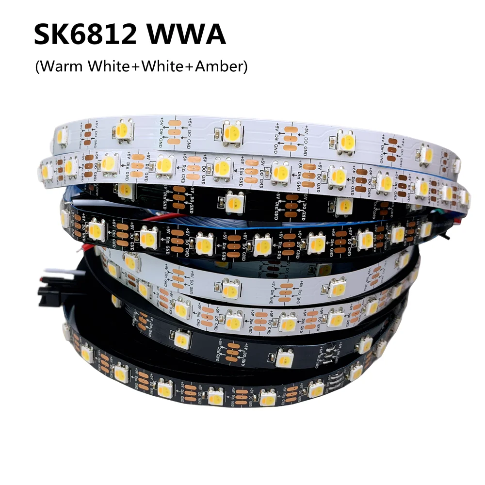 

SK6812 Led Strip Light Addressable WWA Warm White+White+Amber Similar WS2812B SMD 5050 1m 5m 30 60 144 LEDs Led Light IP30 5V