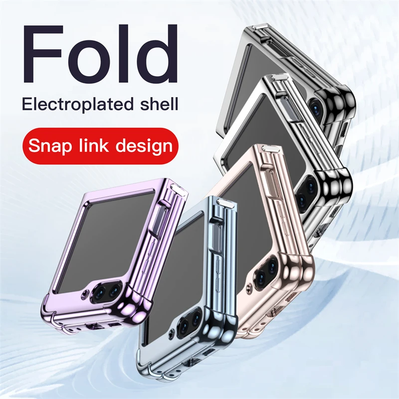 Luxury Plating Ultra Thin Shockroof Soft Case for Samsung Galaxy Z Flip 5 4 3 5g ZFlip Flip5 Flip4 Flip3 Folding Silicone Cover