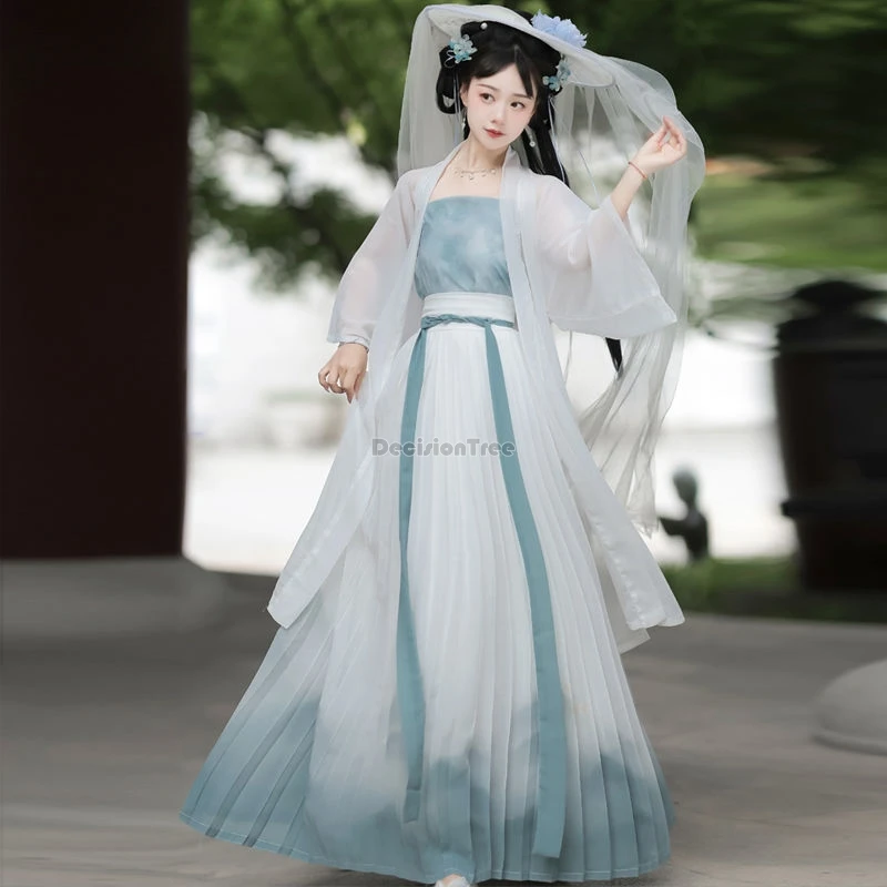 2024 китайская песня династии hanfu женская вышивка длиной до талии плиссированная