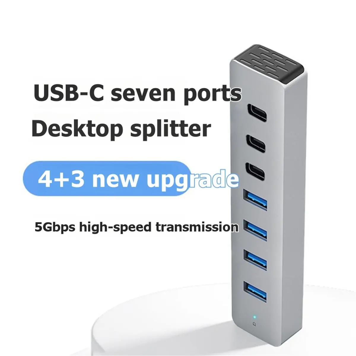 USB-хаб newA10R с 4 портами USB 3.1 и 3 портами Type-C 3.1, многопортовый настольный USB-адаптер, USB-разветвитель с питанием для ноутбуков, телефонов, ПК и т.д. (art.: 3920dbe3917ef) - 3920dbe3917ef