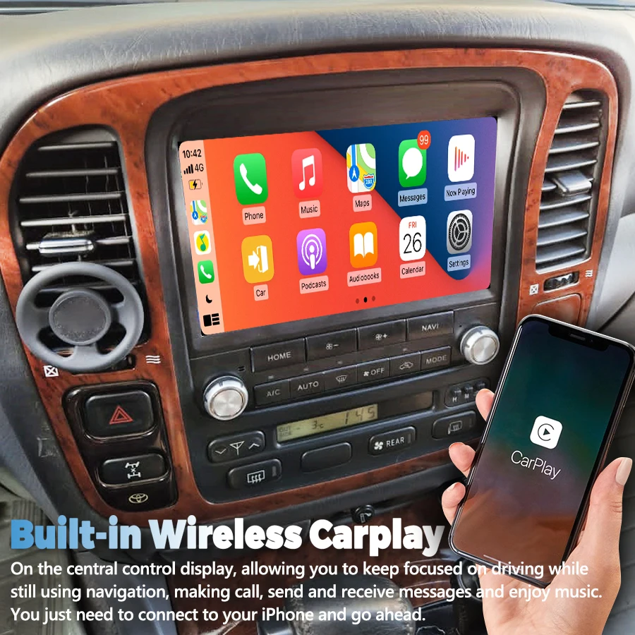 Android 13 сенсорный экран для LEXUS LX470 1998-2002 TOYOTA Land Cruiser LC100 CarPlay GPS стерео Автомагнитола