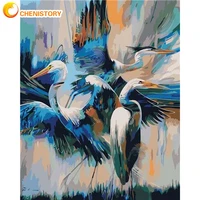 chenistory oil painting by numbers handmade acrylic paint cranes home decors adults crafts diy gift animal coloring by numbers