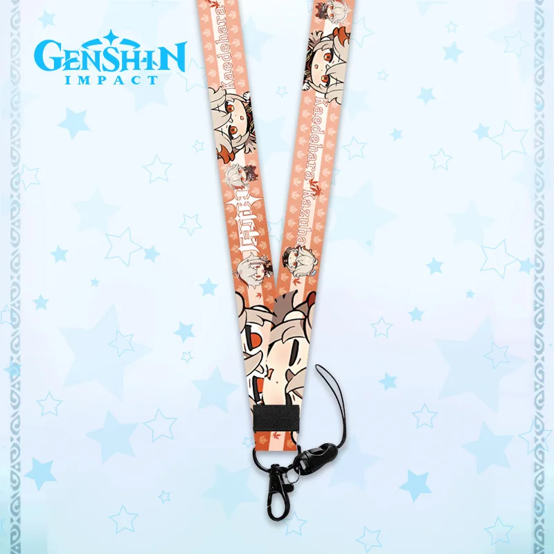 

Брелоки GENSHIN Impact со шнурком kaedeharра Kazuha Xiao Diona Sayu Raiden Shogun двухсторонняя лента с принтом Подвеска для телефона ювелирные изделия