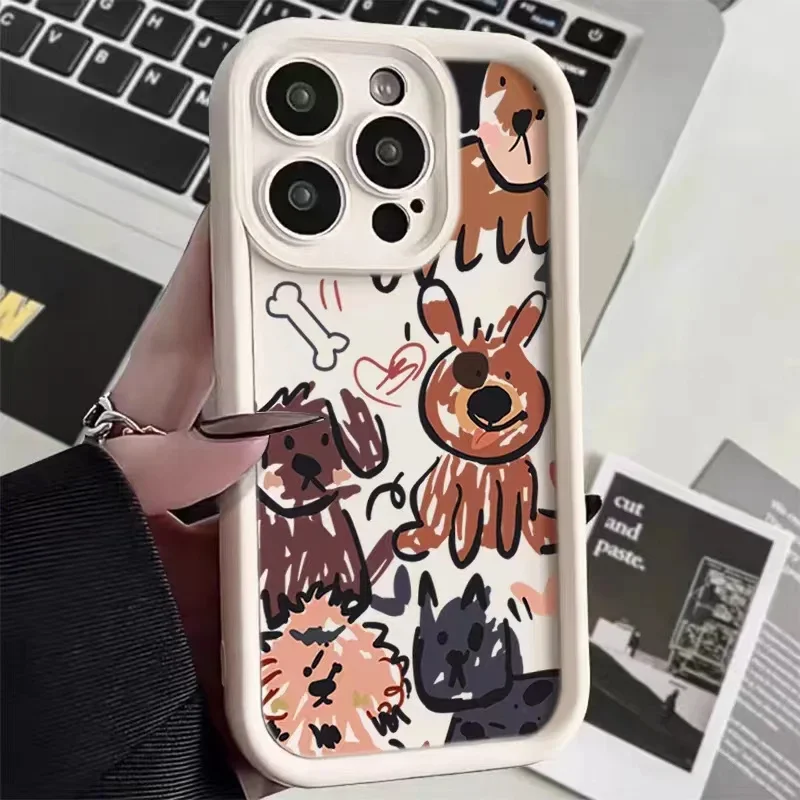 Funny Cats Graffitis Dogs Phone Case for OPPO A5 A7 A16 A17 A38 A53 A54 A55 A58 A72 A74 A76 A78 A94 A98 4G 5G Cover