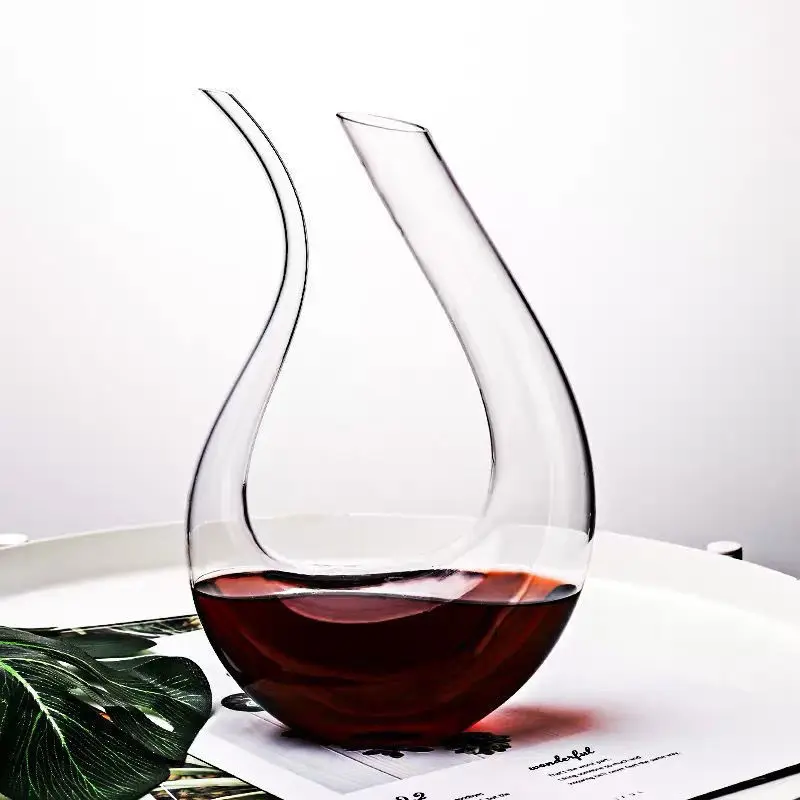 

Crystal High-end 1L U-shaped Separator Large Bottle Handmade Crystal Red Wine Brandy Champagne Glass Home Bar Decanter Bottle
