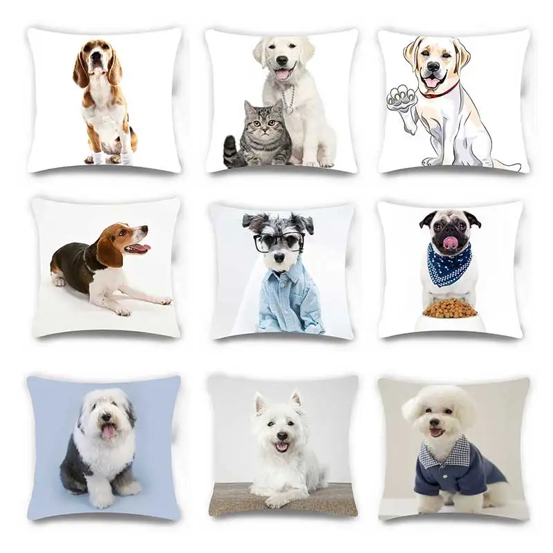 

Pillow Cover Puppy Cute Cushion Living Room Home Bed Decoration Animal Square case 45x45