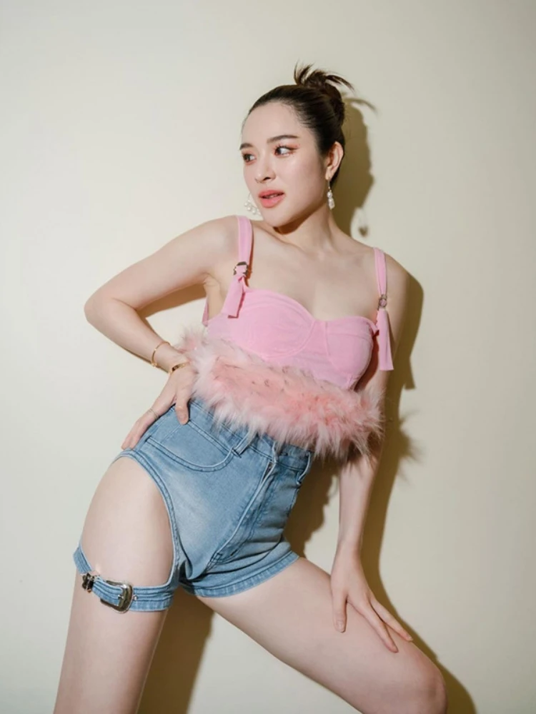 

Sleeveless Backless Off Shoulder Solid Color Splicing Slip Crop Top Exotic Tight Luxury Fashion Party Club Tank Tops Women 2022