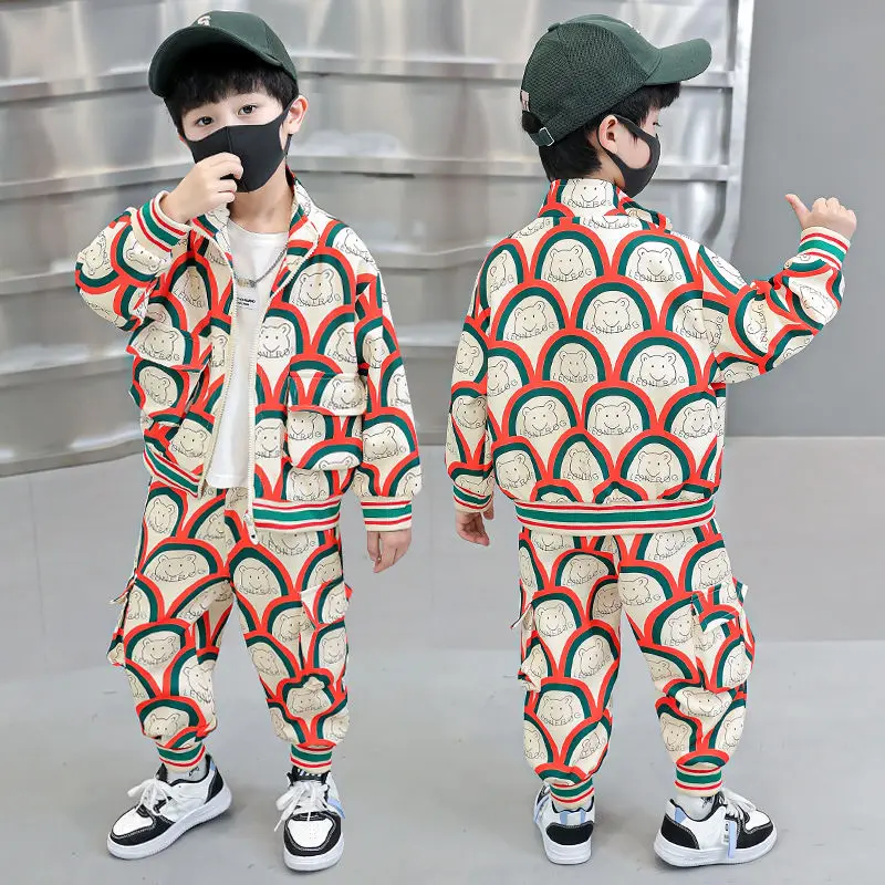 

Boys Coat +Pants Kids Sets Cotton 2PCS/Set 2023 Cartoon Spring Autumn Jogging Suit Uniforms Children Clothing