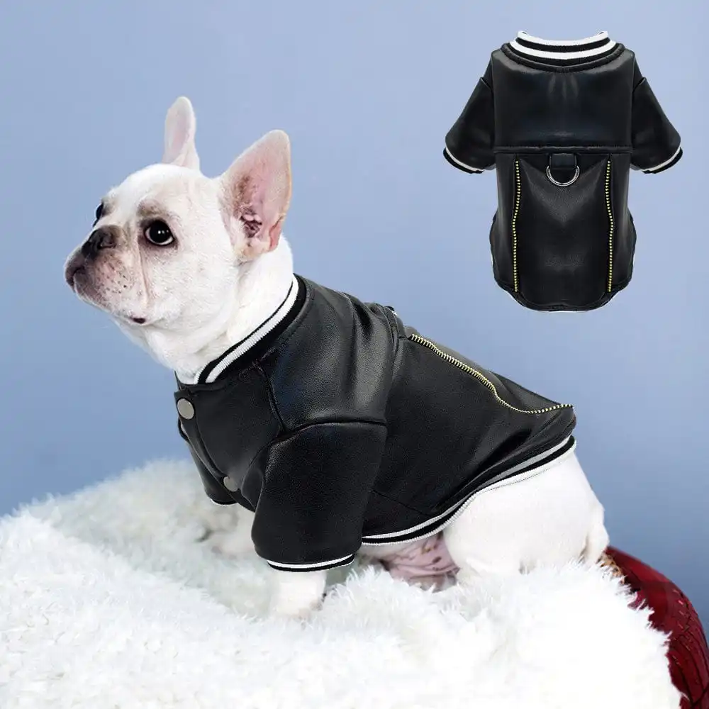

ZOOBERS PU Leather Dog Coat Waterproof Water Resistant Dog Winter Coat Puppy Jacket Warm Thick Coat Thicken Dog Winter Clothing