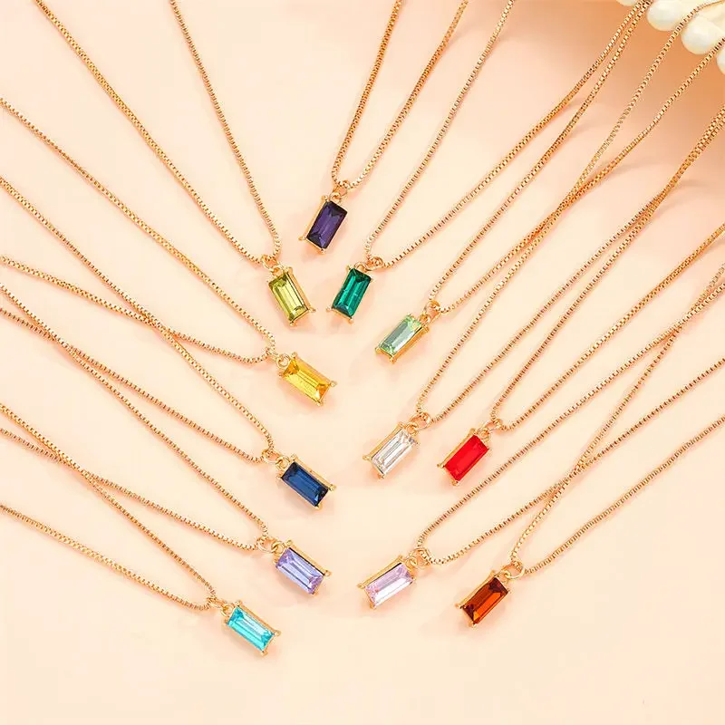 Корейский новый квадратный кубический цирконий кулон ожерелья для женщин модный