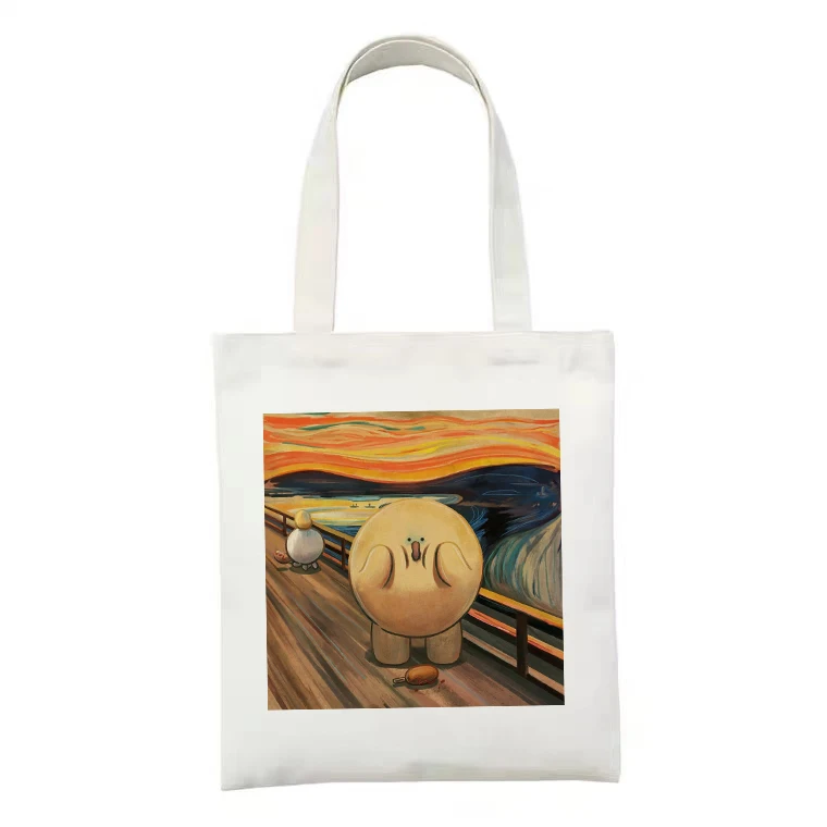

Shopper Bag Shoulder Canvas Beach Bags White Reusable Hand Bag 2022 New Retro Art Gothic Studio Ghibli Harajuku Teacher Handbag