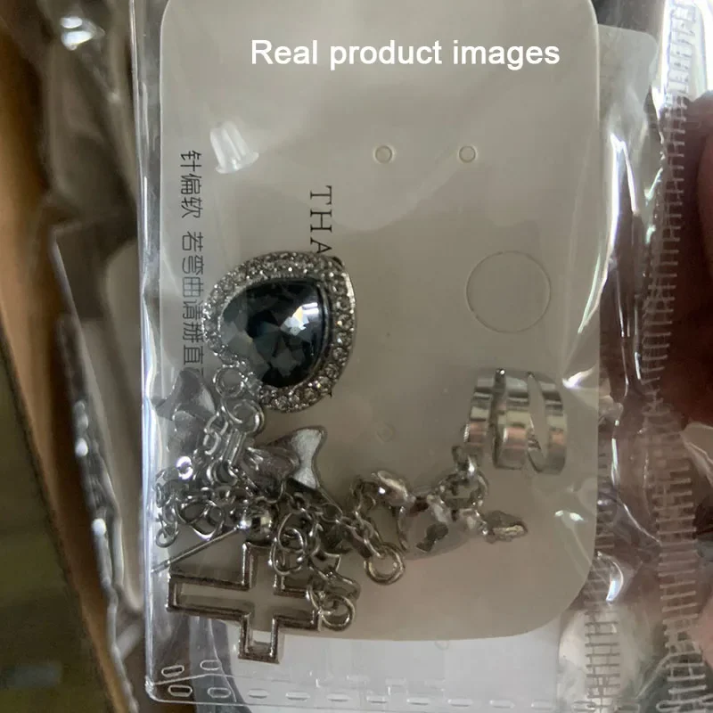 Серьги-кисточки Y2K с черным сердцем и крестом серьги-цепочки кристаллами в стиле