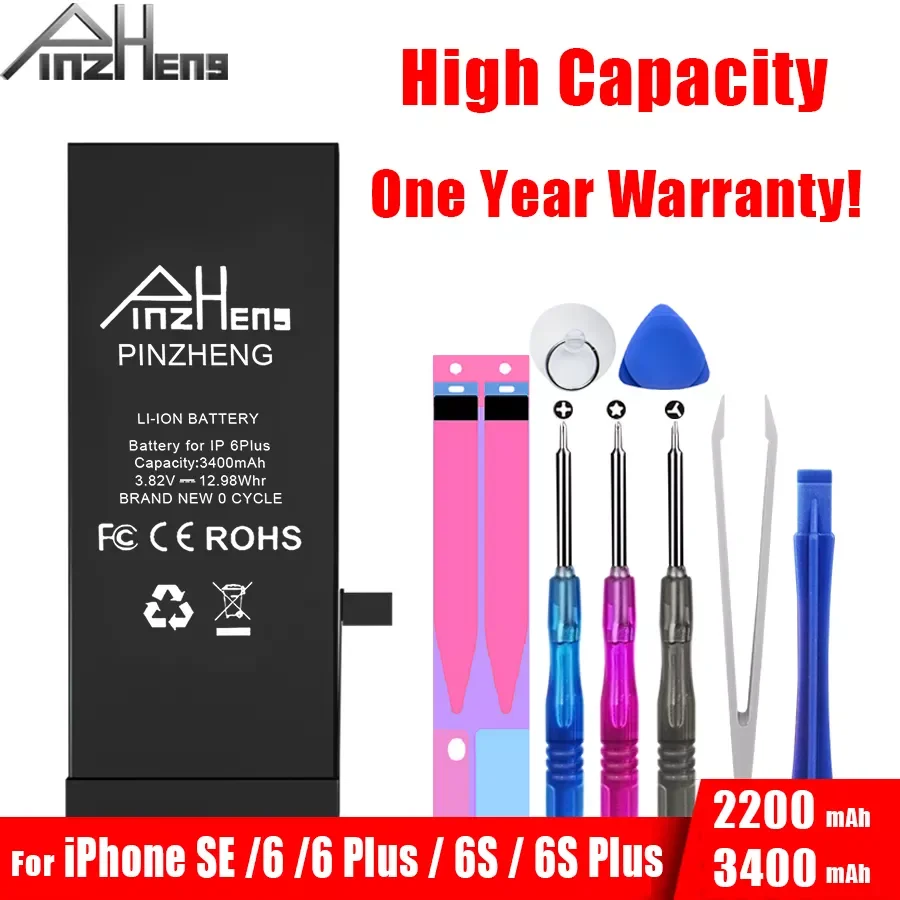 

NEW2023 PINZHENG High Capaciy Battery For iPhone SE 6 Plus 6S Plus 0 Cycle Replacement Bateria For iPhone 6Plus 6sPlus SE Batter