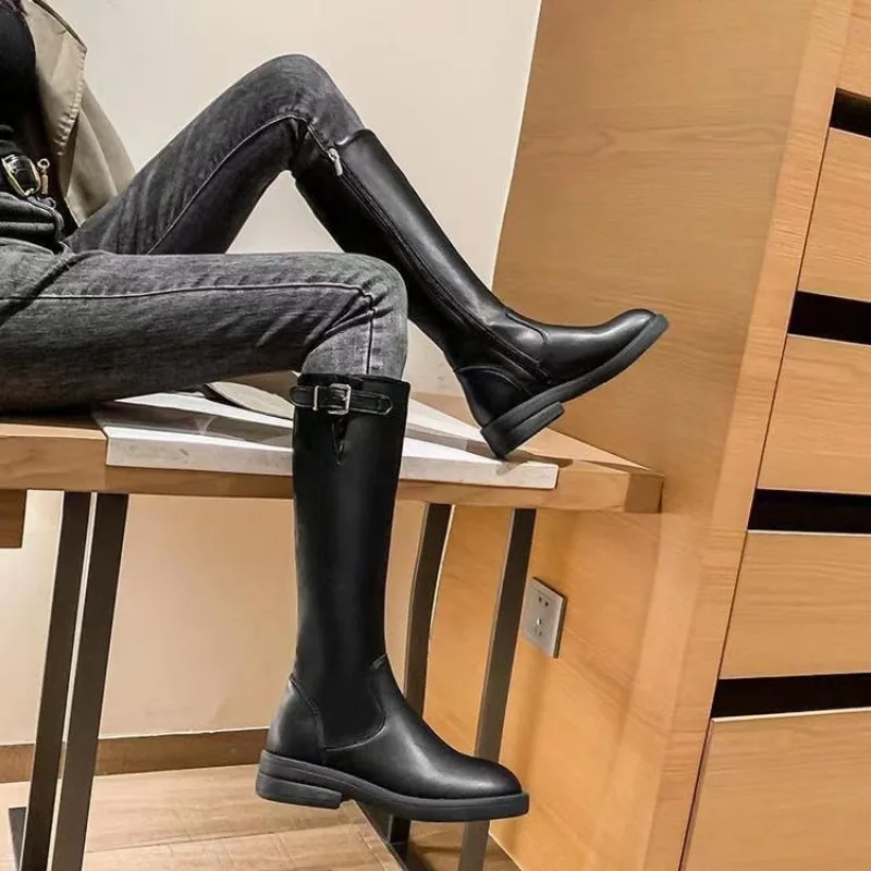 Высококачественные женские сапоги цвет черный/коричневый размер 33-43