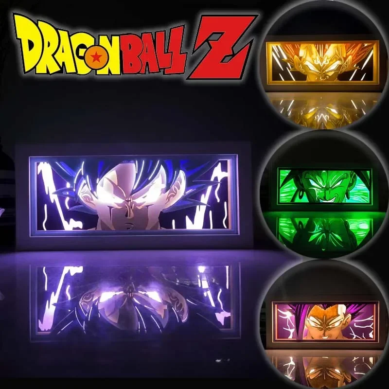 Dragon Ball Son Goku Ночник Аниме Paper Cut Shadow Light Box 3D Lamp Лазерная лампа с резьбой по бумаге